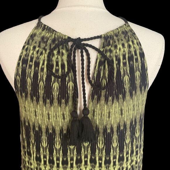 Kenzie NEW Midi Maxi Dress Sz S Tassel Ties Keyhole Halter Sleeveless Lined Ikat - Picture 2 of 12